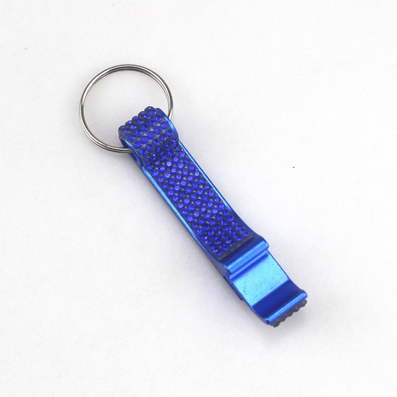 Wholesale Aluminum Alloy Diamond Inlaid Bottle Opener Key Chain